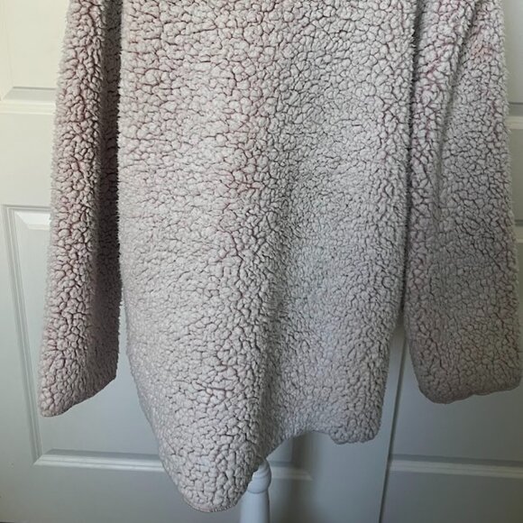 PINK Victorias Secret Pink Sherpa Open Front Hoodie Teddy Cardigan One Size - Picture 11 of 12